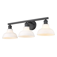 Golden 0305-BA3 BLK-VMG - Yep by Golden Lighting Carver 3-light Vanity in Matte Black and Vintage Milk Glass